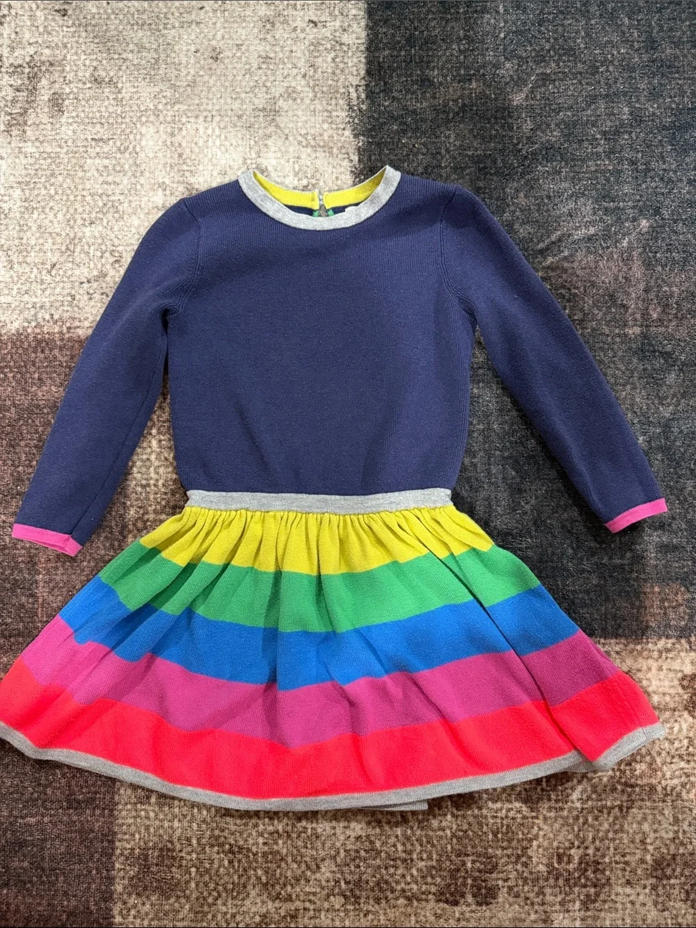 Boden Navy Top Rainbow Stripe Skater Dress